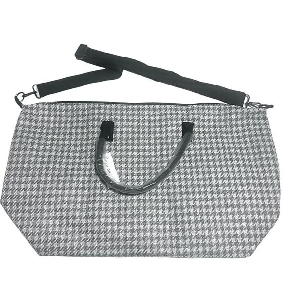 NWT Lulu Dharma Houndstooth Weekender Travel Overnight Bag Gray - Picture 4 of 7